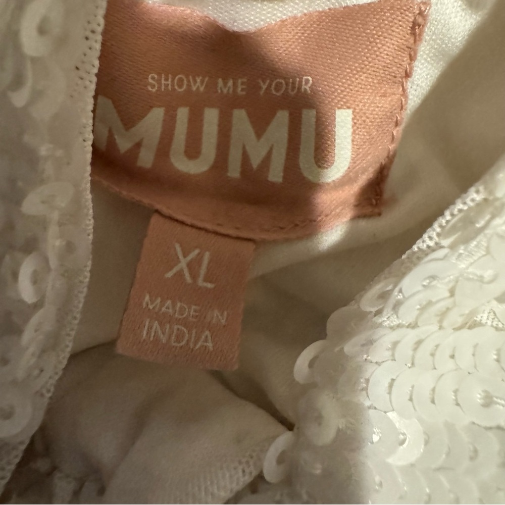 Show Me Your Mini Dress MuMu Womens Size XL White Samba White Sequin Halter - Picture 14 of 14